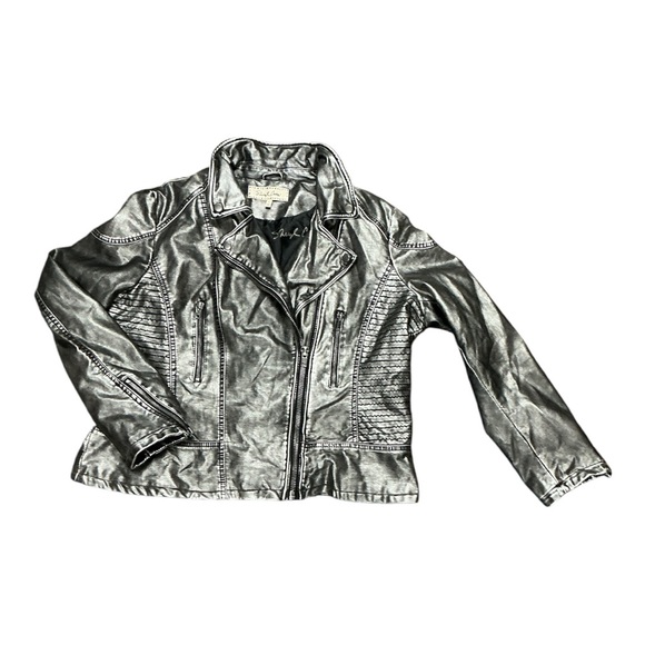 Sheryl Crow - EC - Soft Faux Leather Biker Jacket in Stunning Gun Metal - Picture 1 of 7